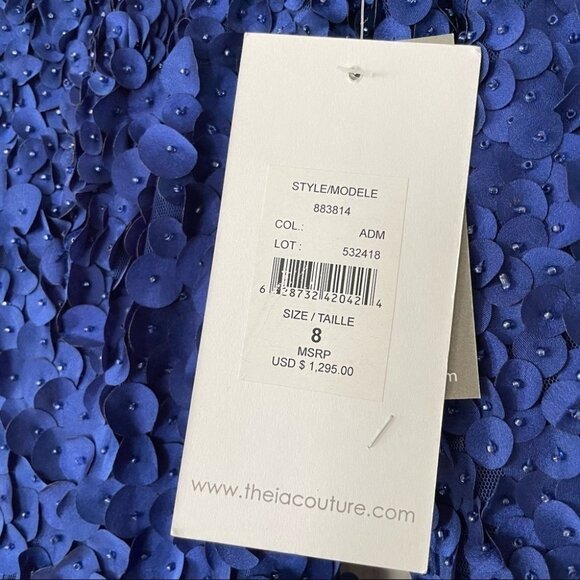 NWT Theia Couture Petal Embellished Designer Boatneck Floor Length Gown Size 8 - Picture 9 of 15